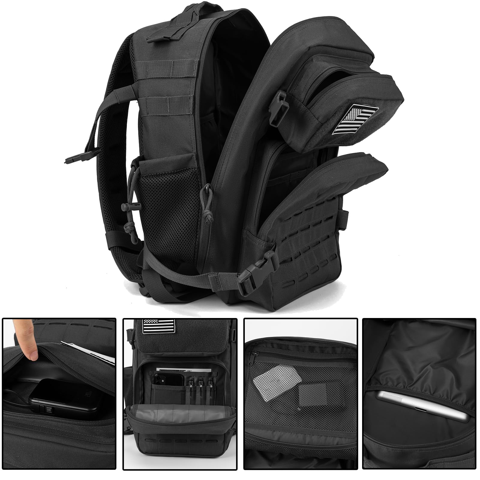 QT&QY detalle del sistema MOLLE laser-cut para modular accesorios