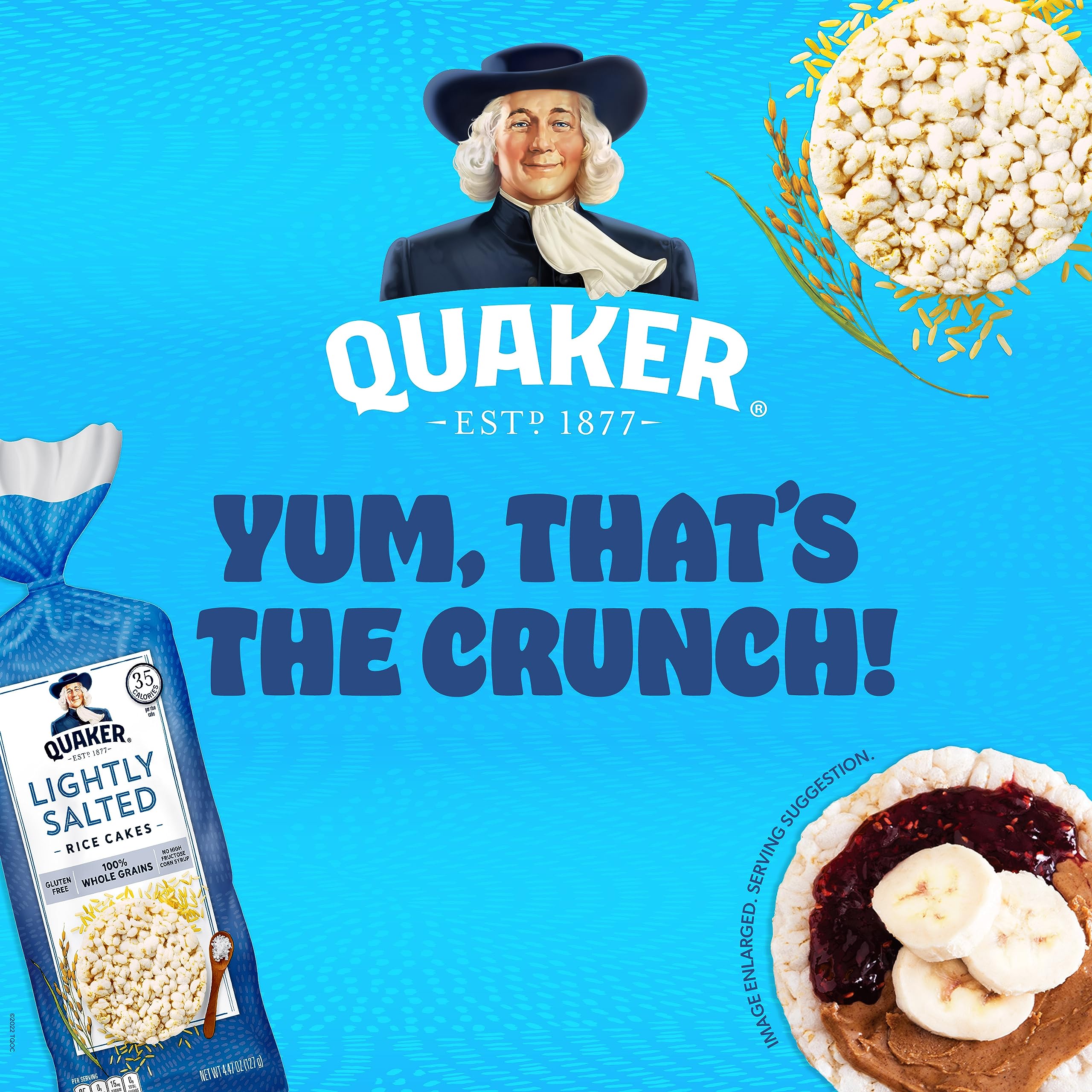 Quaker comparación de tamaño con mano para visualizar porción real
