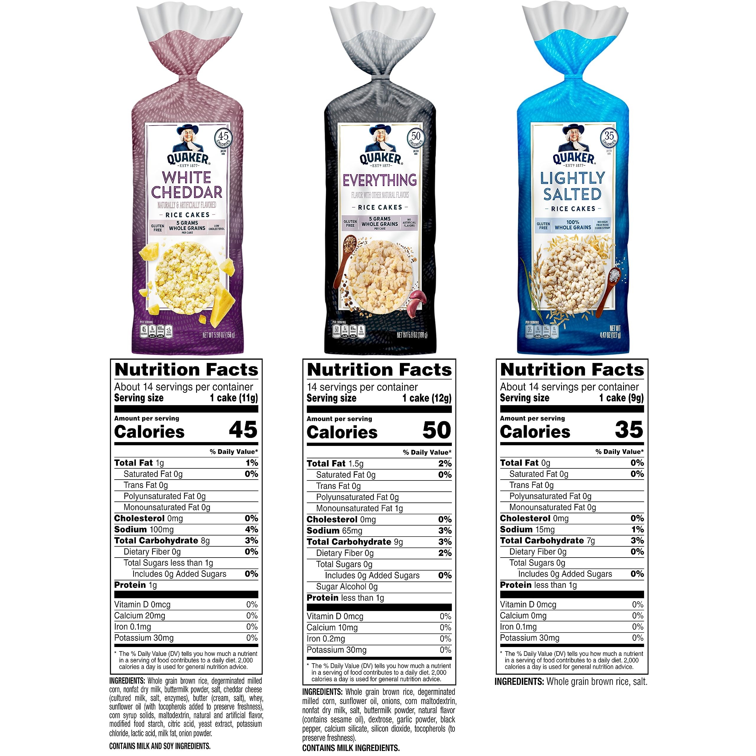 Quaker rice cakes stacked in pantry illustrating pack count and easy storage