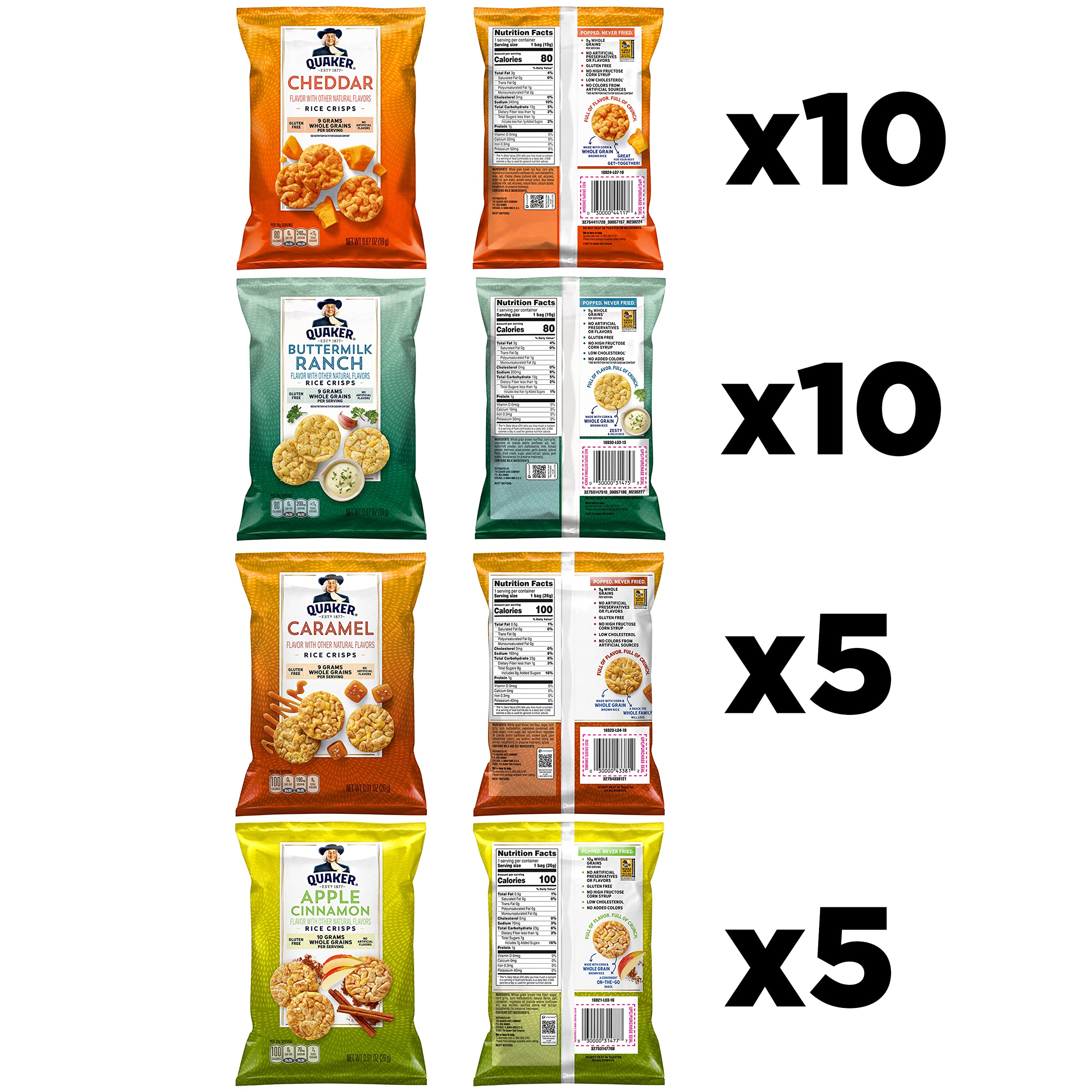 Quaker Rice Crisps porción individual en mano para llevar y disfrutar