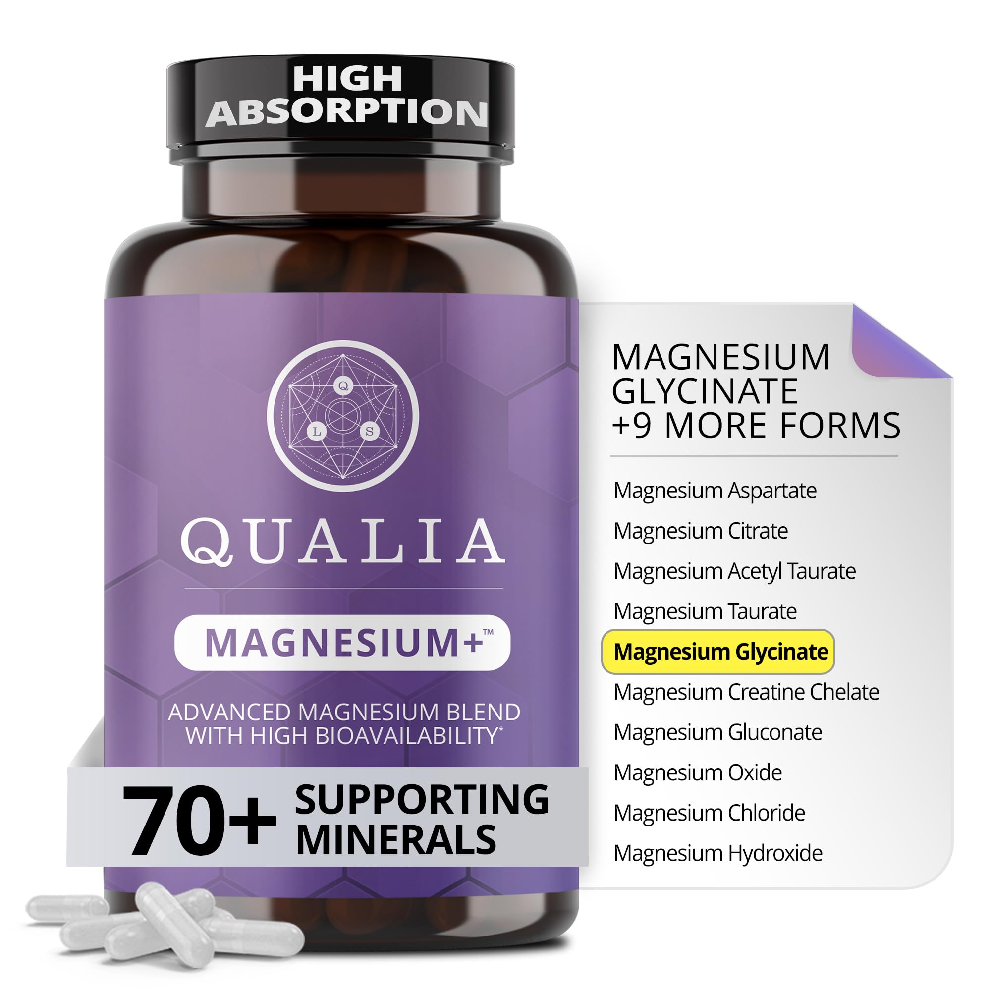 QUALIA LIFE SCIENCES frente del empaque mostrando la marca y beneficios clave