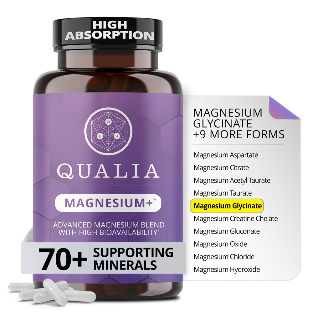 QUALIA LIFE SCIENCES frente del empaque mostrando la marca y beneficios clave
