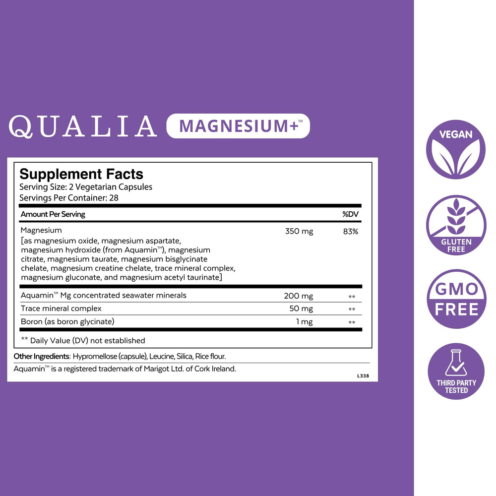 QUALIA LIFE SCIENCES etiqueta con ingredientes para ver la composición y dosis