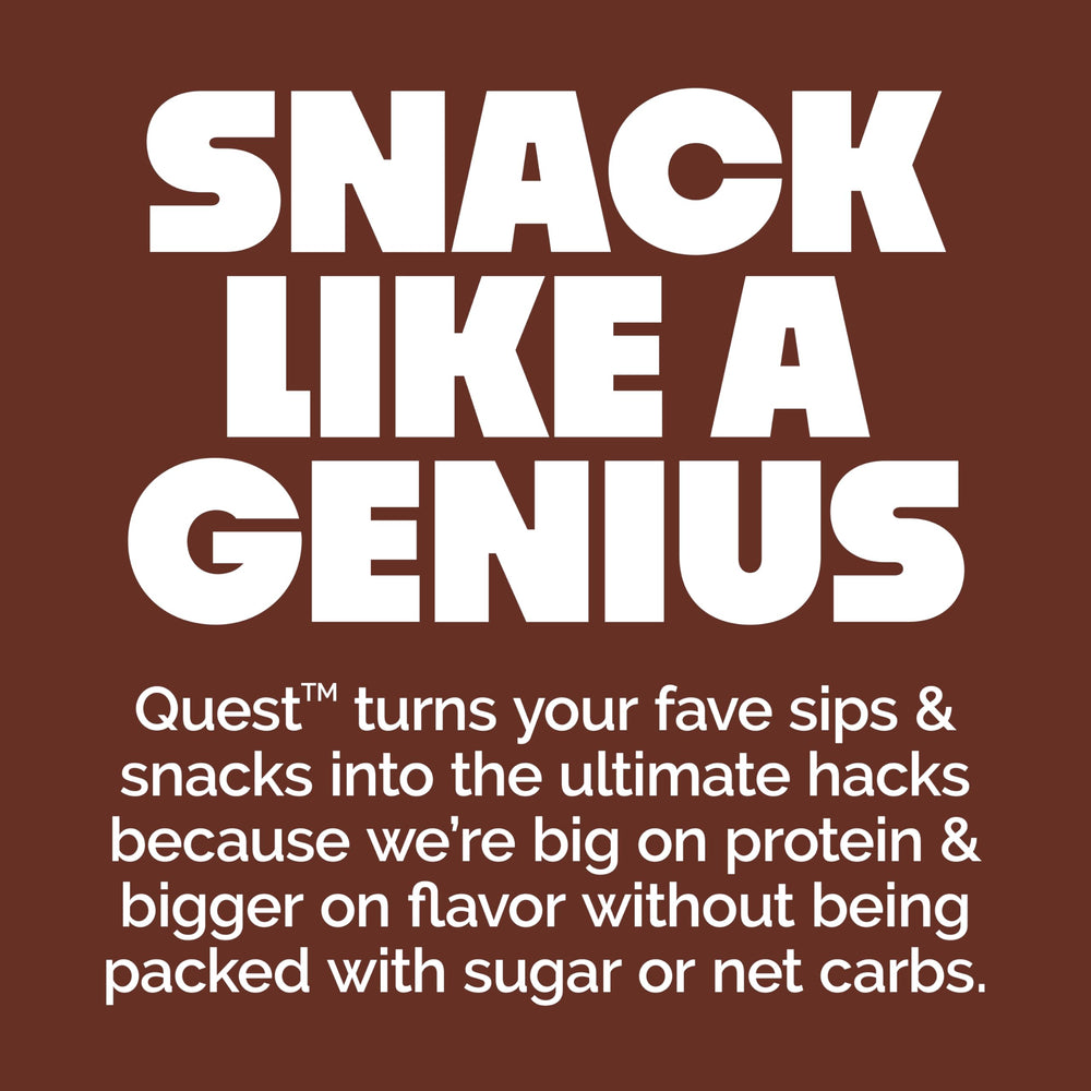 Quest batido servido como postre mostrando indulgencia con alto aporte proteico