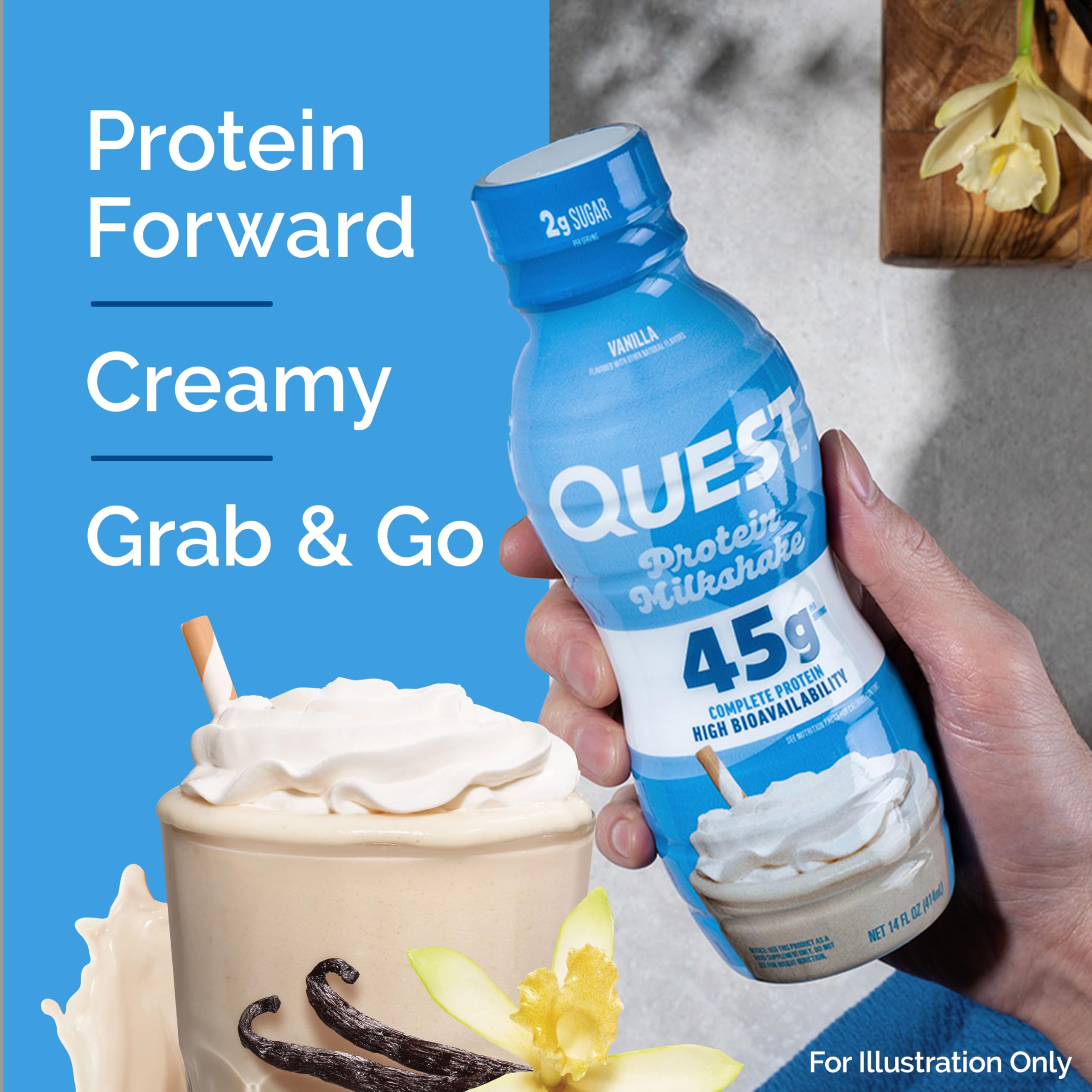Quest batido textura cremosa acercamiento que ilustra sabor tipo milkshake
