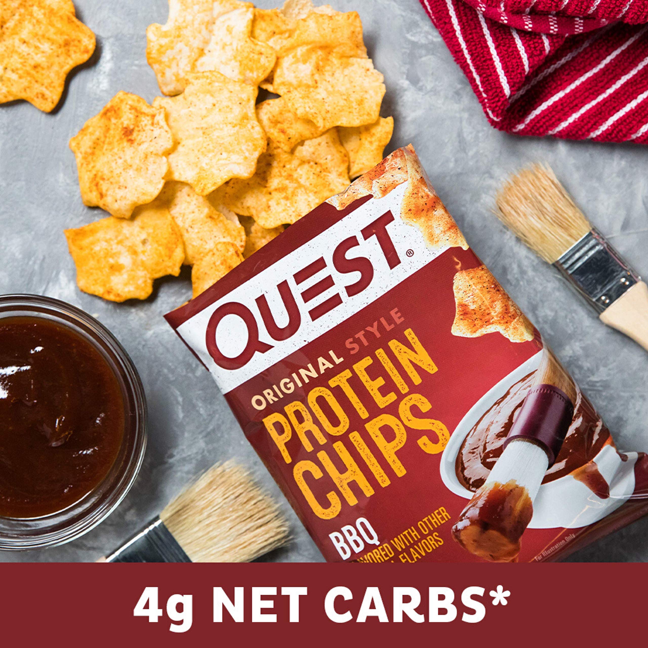 Quest chips BBQ en un bol listos para servir, ideales para reuniones