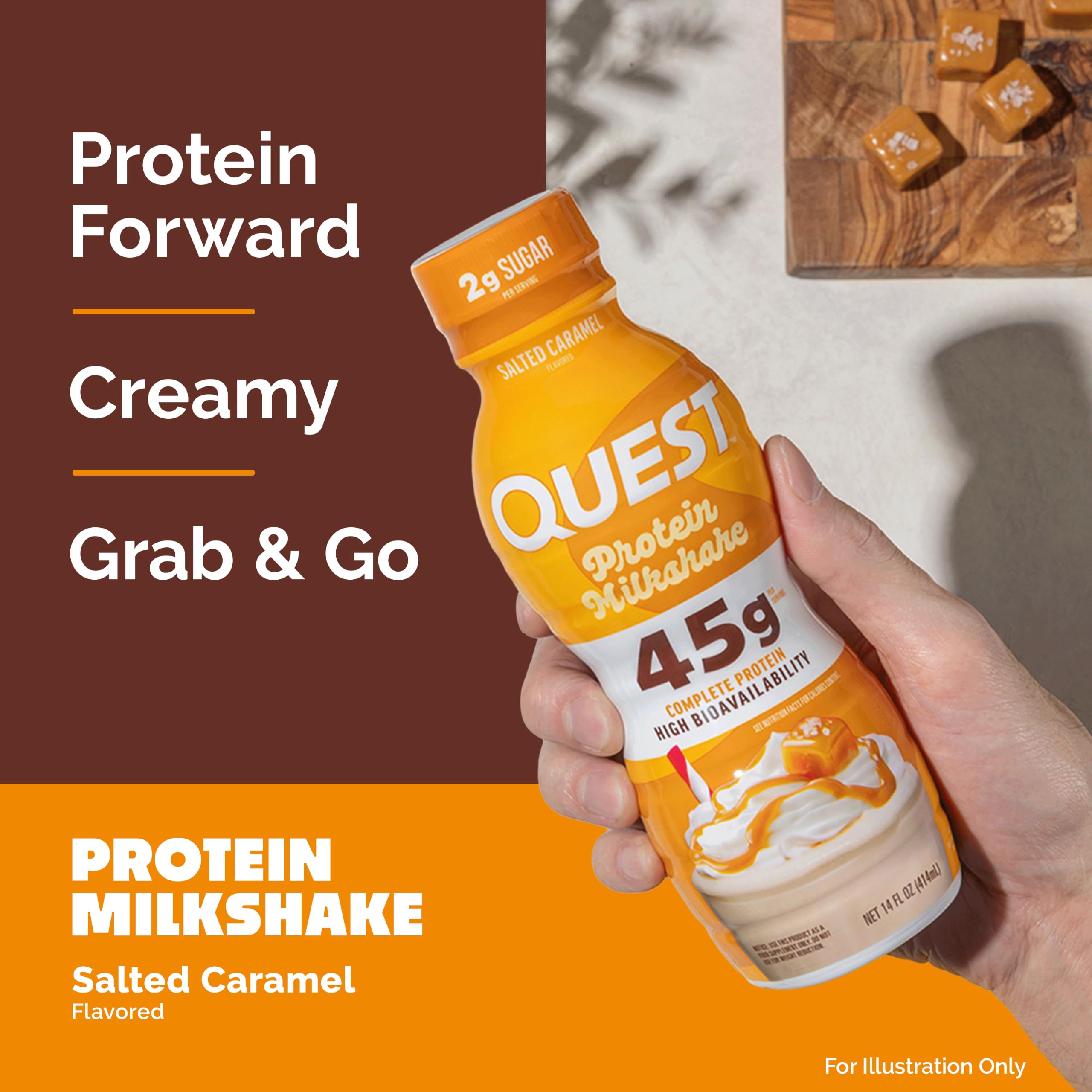 Quest botella en mano ideal para llevar y obtener 45 g proteína
