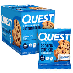 Quest front packaging showing 12-count cookies and convenience benefit