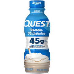 Quest comparación de tamaño con mano mostrando volumen de 14 fl oz
