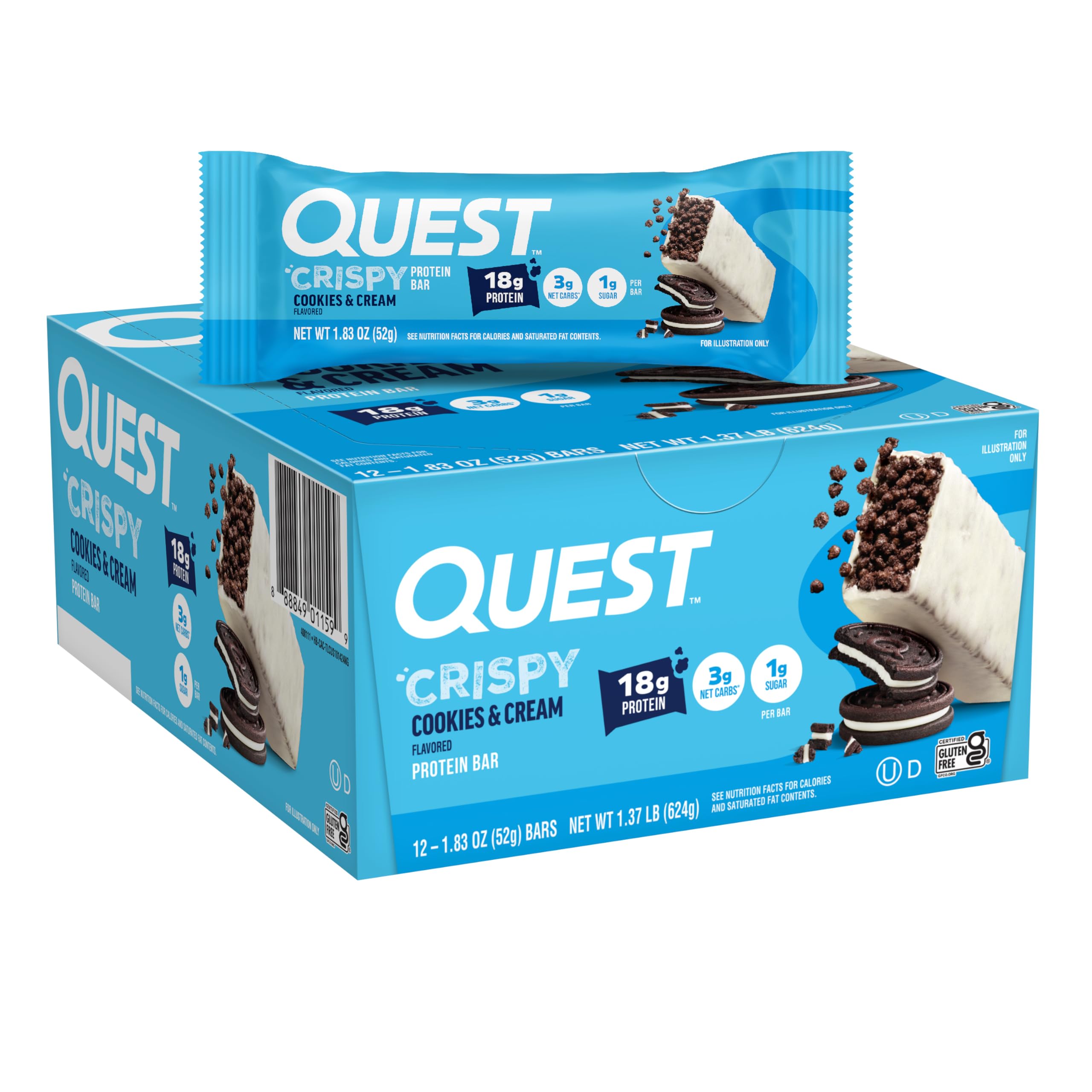 Quest front packaging showing 12-count carton and branding, convenient storage benefit