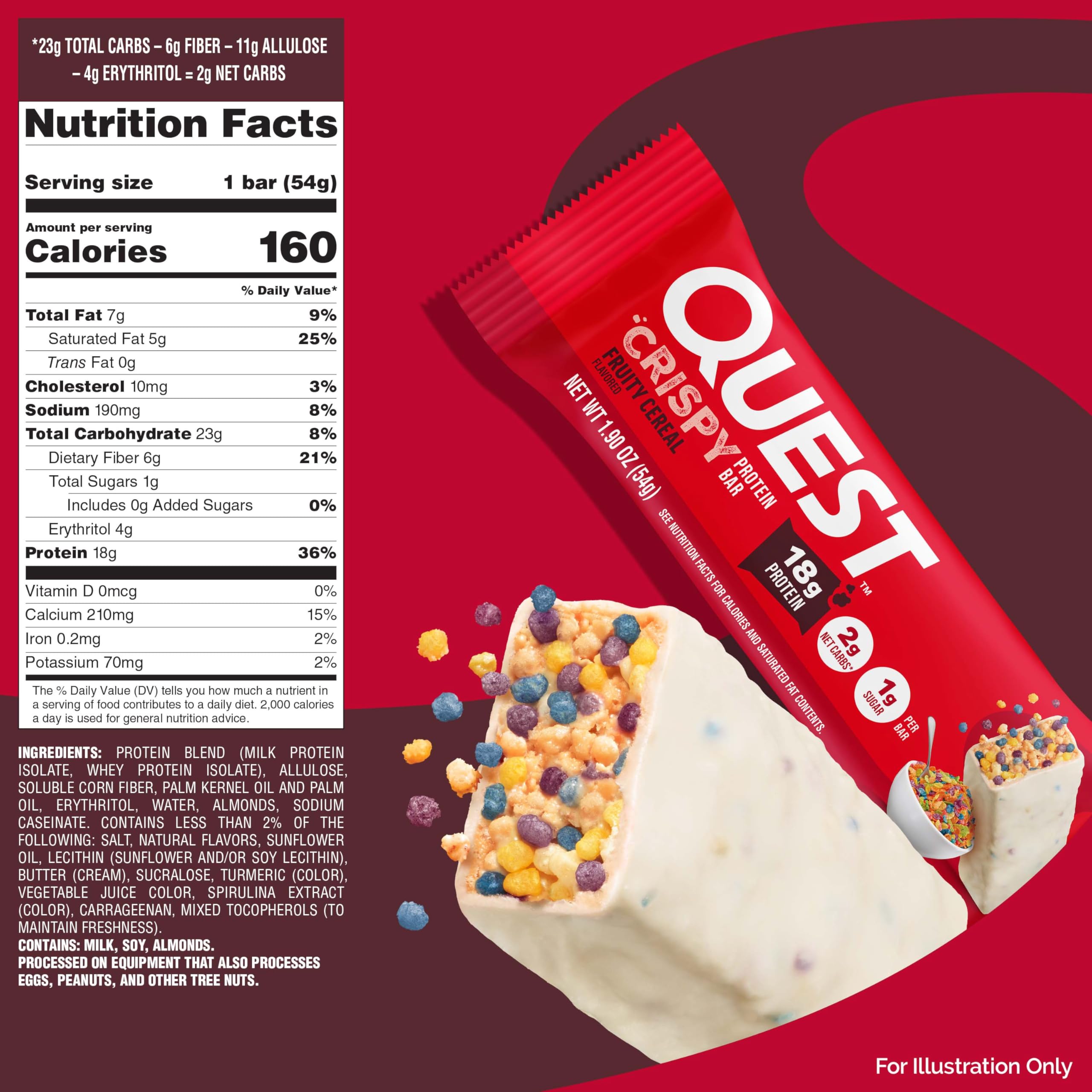 Quest etiqueta nutricional enfocada en proteína, azúcares y carbohidratos