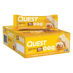 Quest frontal del empaque mostrando caja de 12 barras y beneficios