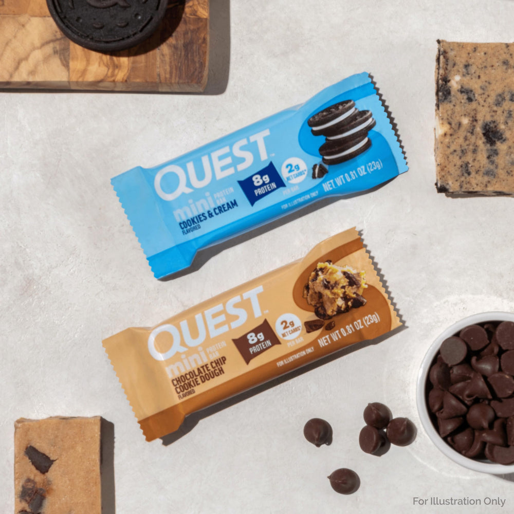 Quest mini cookies & cream cartón de 14 unidades almacenamiento conveniente