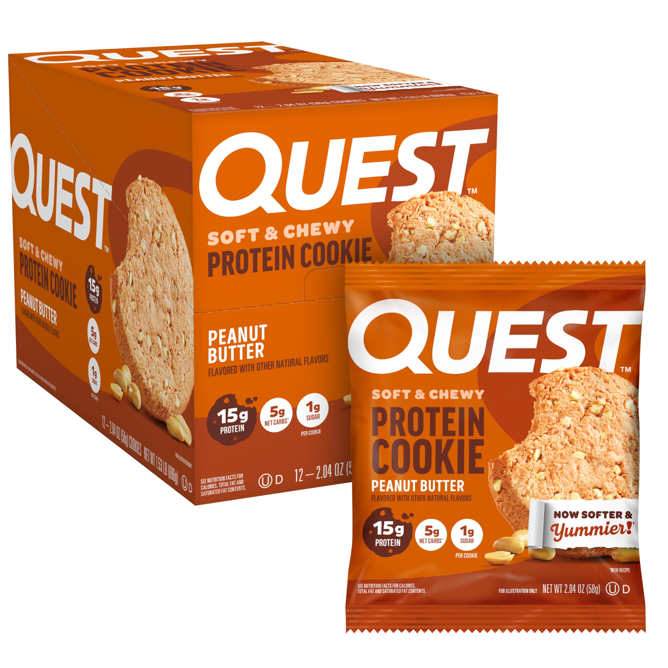 Quest front packaging showing 12-count carton and protein benefit