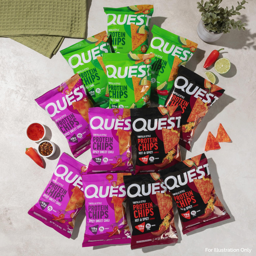 Quest primer plano de etiqueta nutricional destacando proteína y bajos carbs