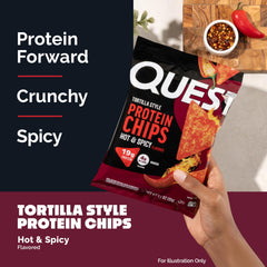 Quest chips Hot & Spicy usados en taco, sabor picante y alto en proteína