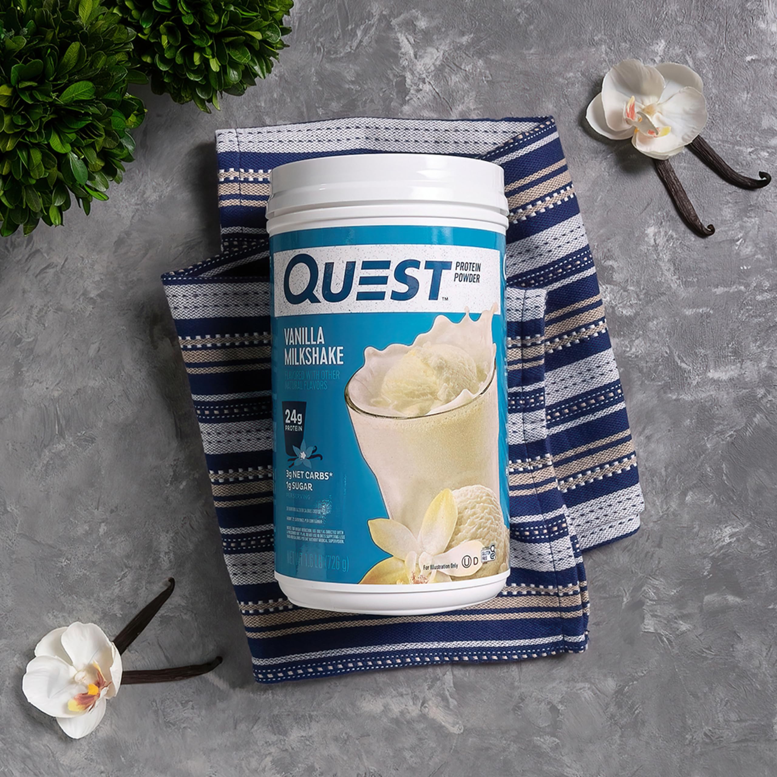 Quest etiqueta nutricional visible con información de macros clave