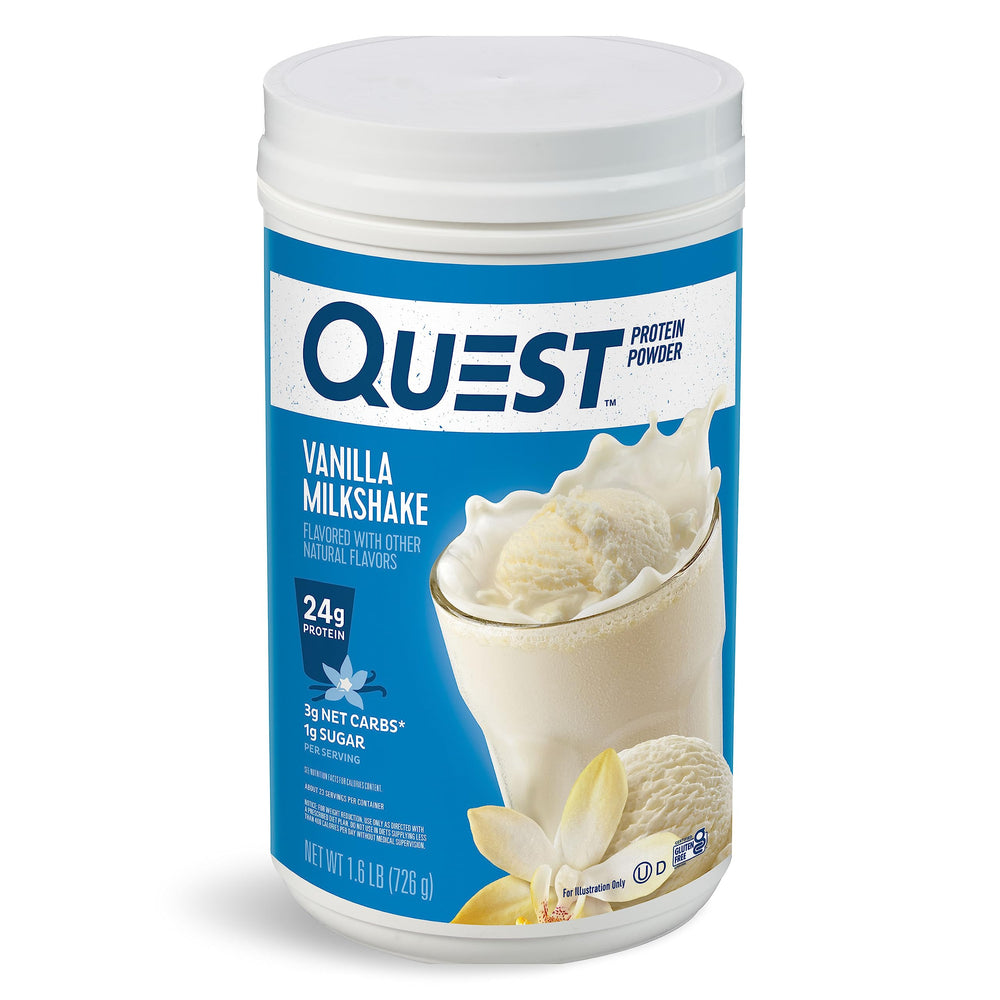 Quest envase frontal mostrando diseño y beneficio sabor cremoso