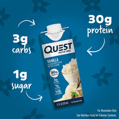 Quest bottle close-up label highlighting nutrition facts and clarity