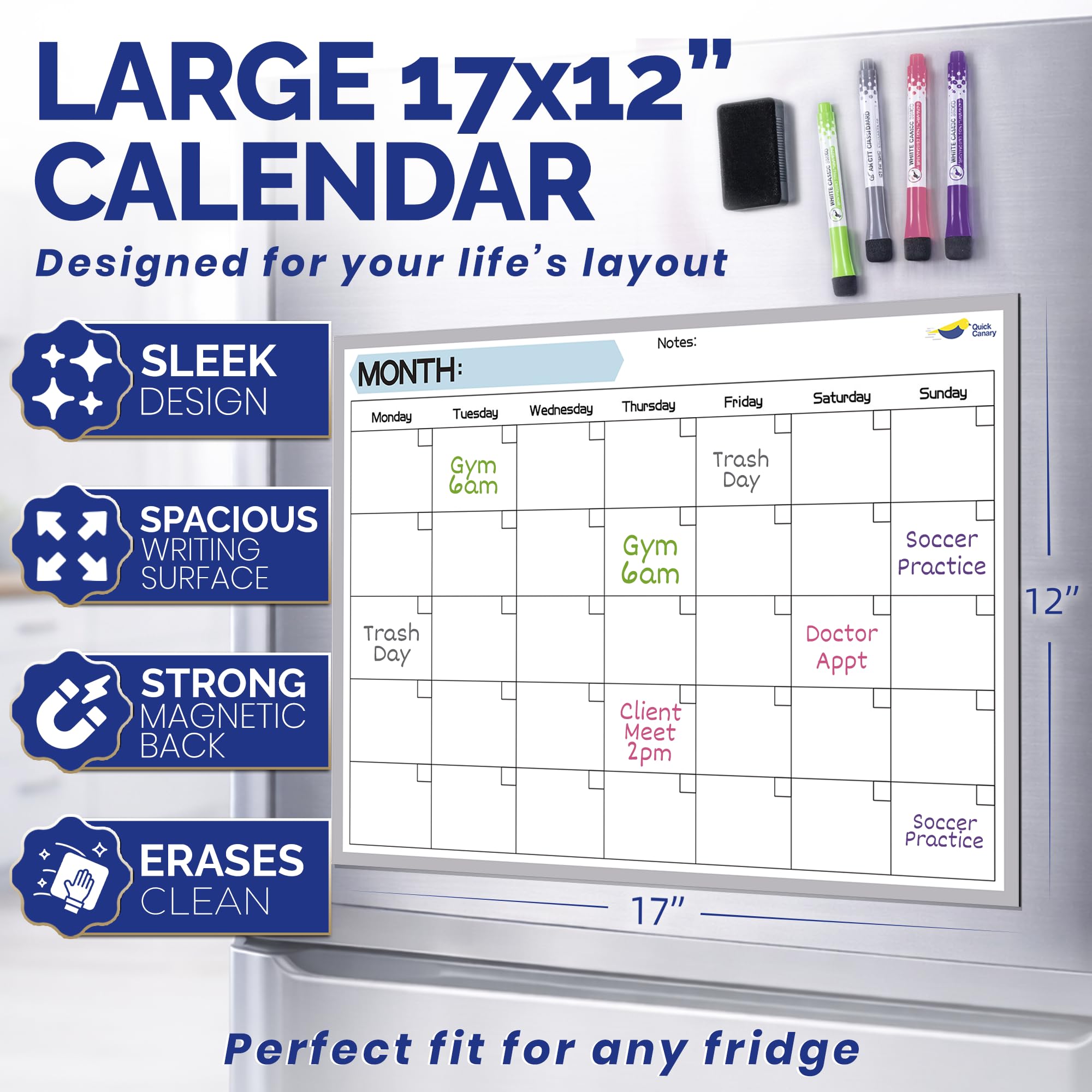 Quick Canary calendario en uso por familia organizando semana