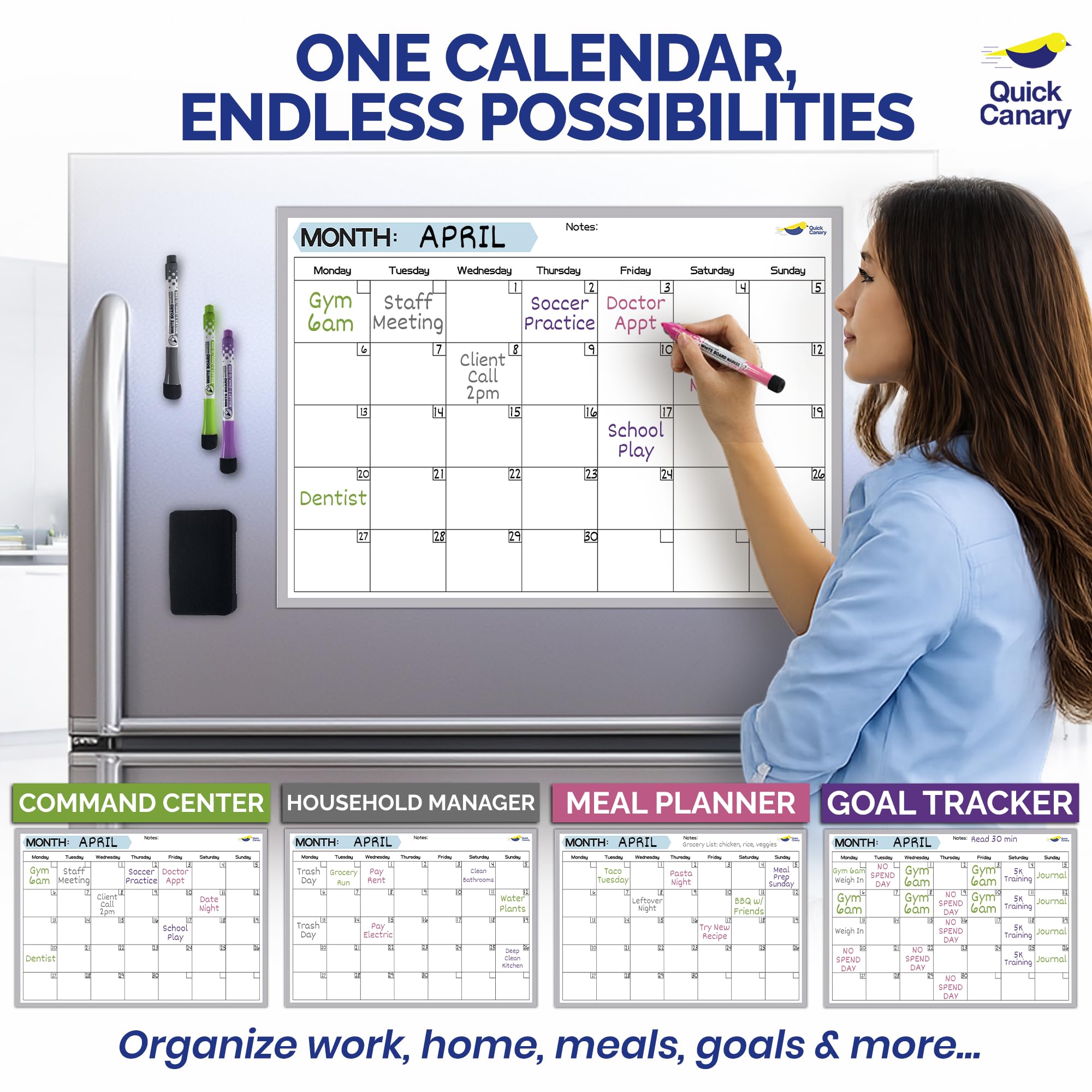 Quick Canary calendario plano en caja rígida listo para colocar