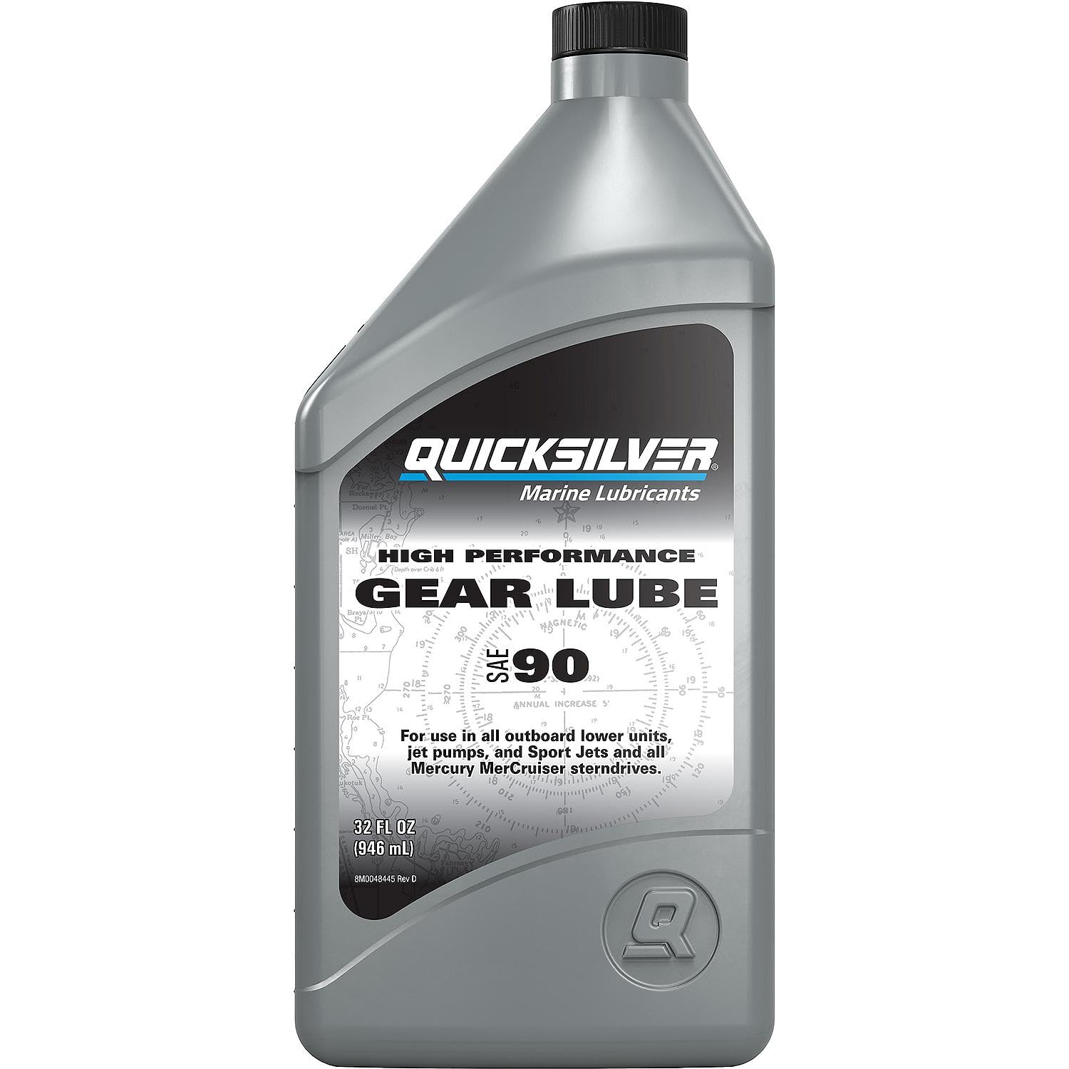 Quicksilver frasco frontal 32 oz mostrando diseño y capacidad, protegido para ambiente marino