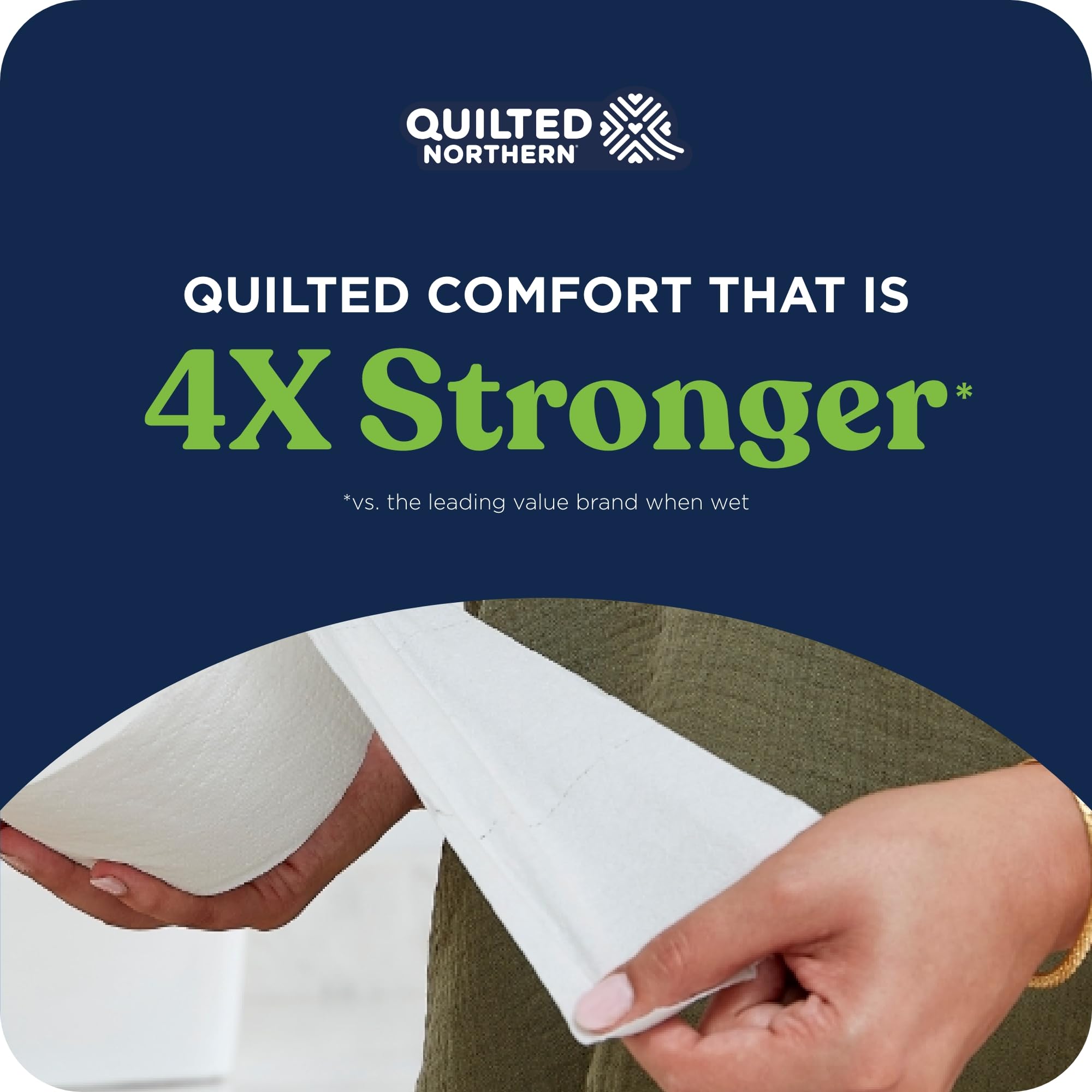 Quilted Northern close-up de hojas 2 capas demostrando resistencia y confort