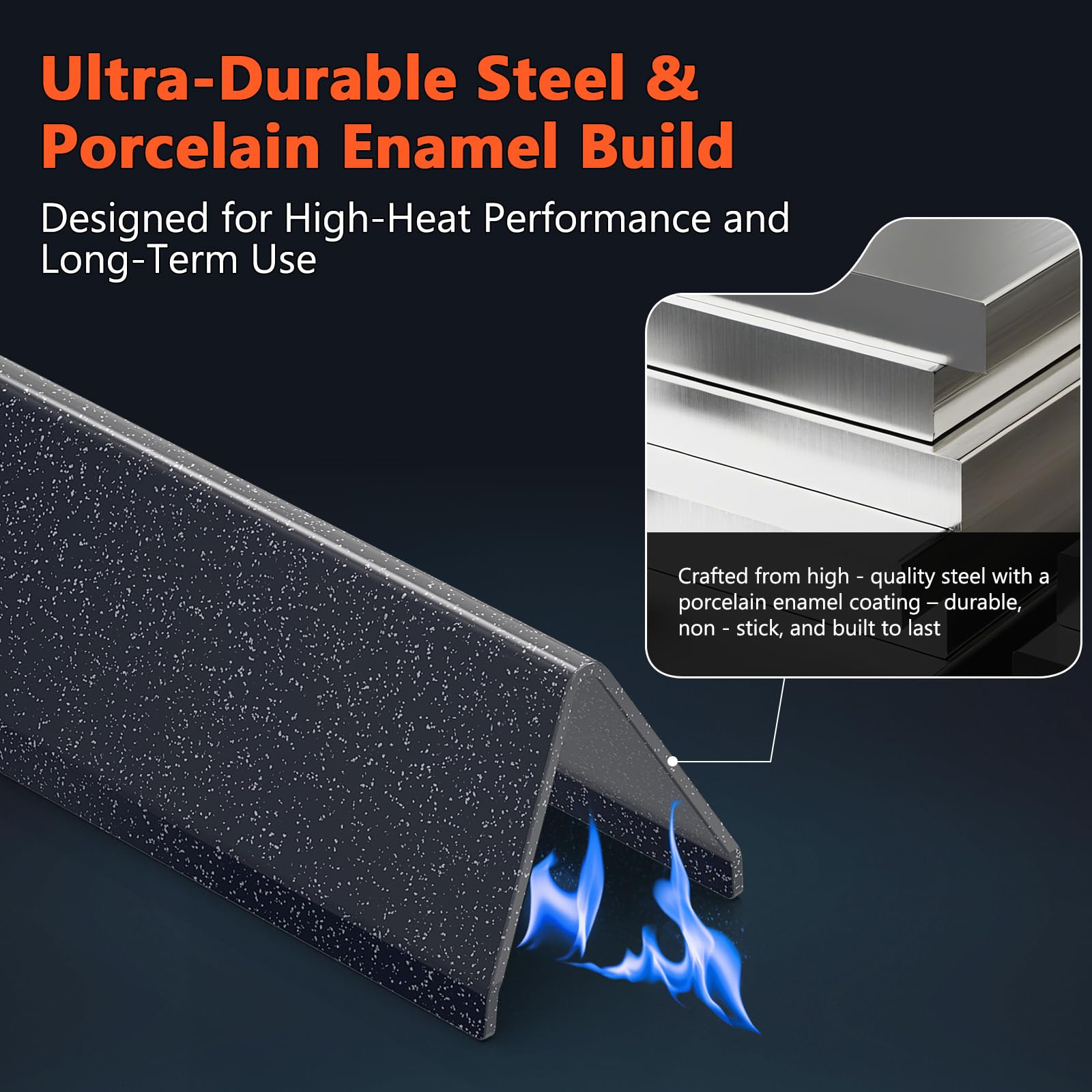 QuliMetal bars installed in Weber grill showing even heat protection for burners