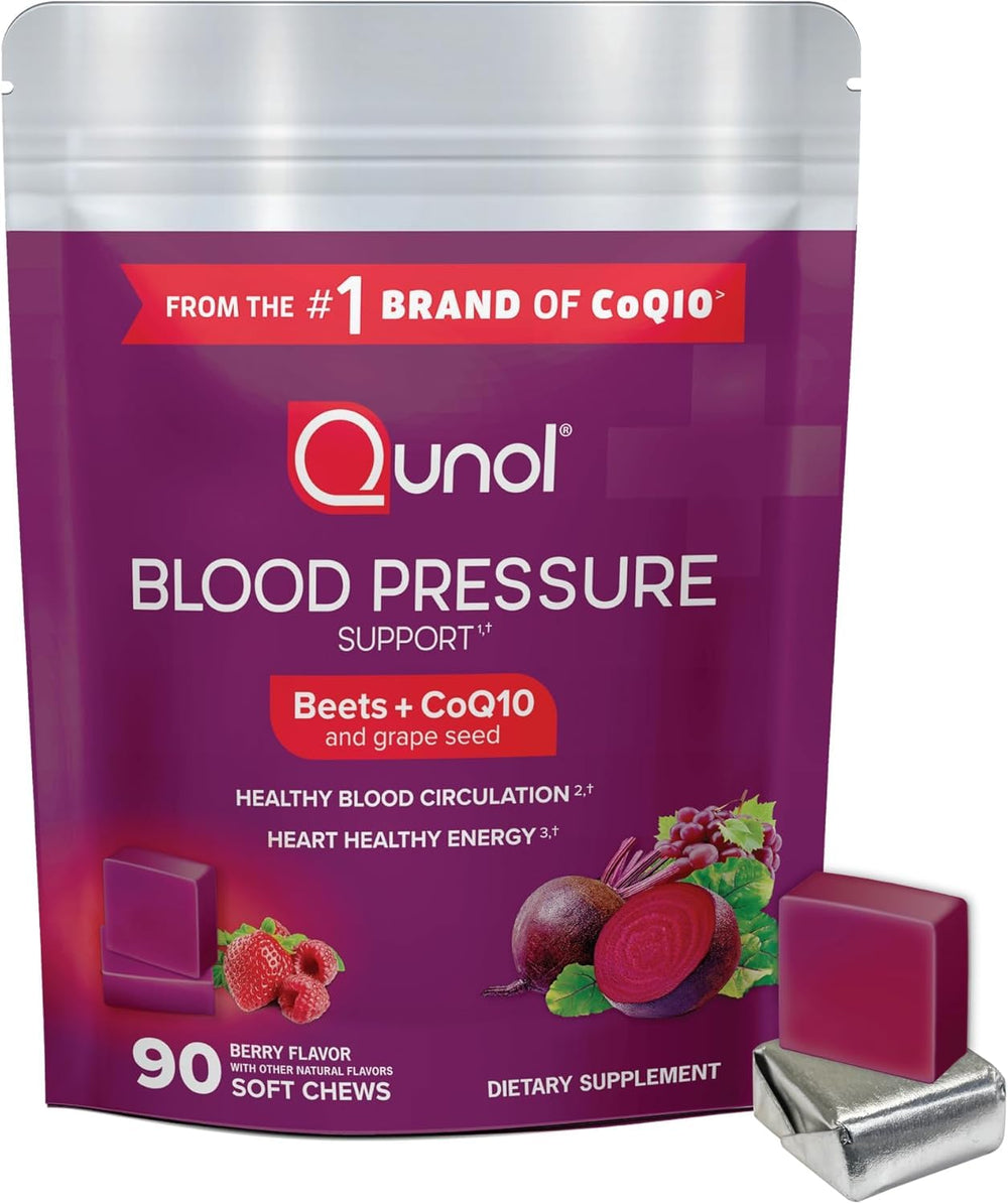 Qunol frasco frontal mostrando etiqueta y beneficio circulatorio