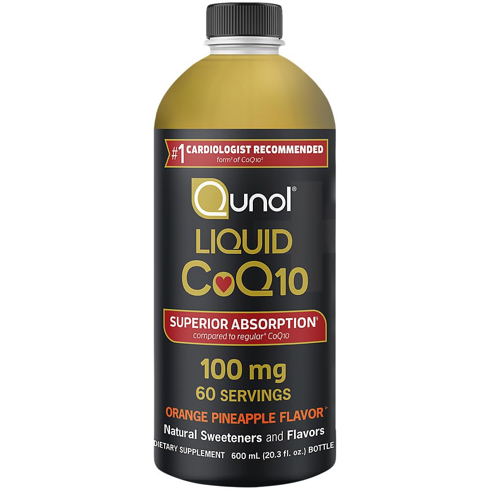 Qunol botella frontal 20 onzas mostrando etiqueta y tamaño útil