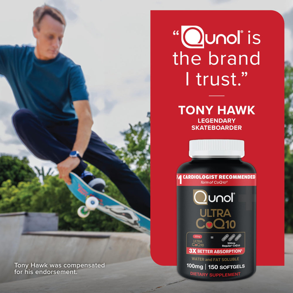 Qunol caja con hojas decorativas remarca ingredientes y origen natural