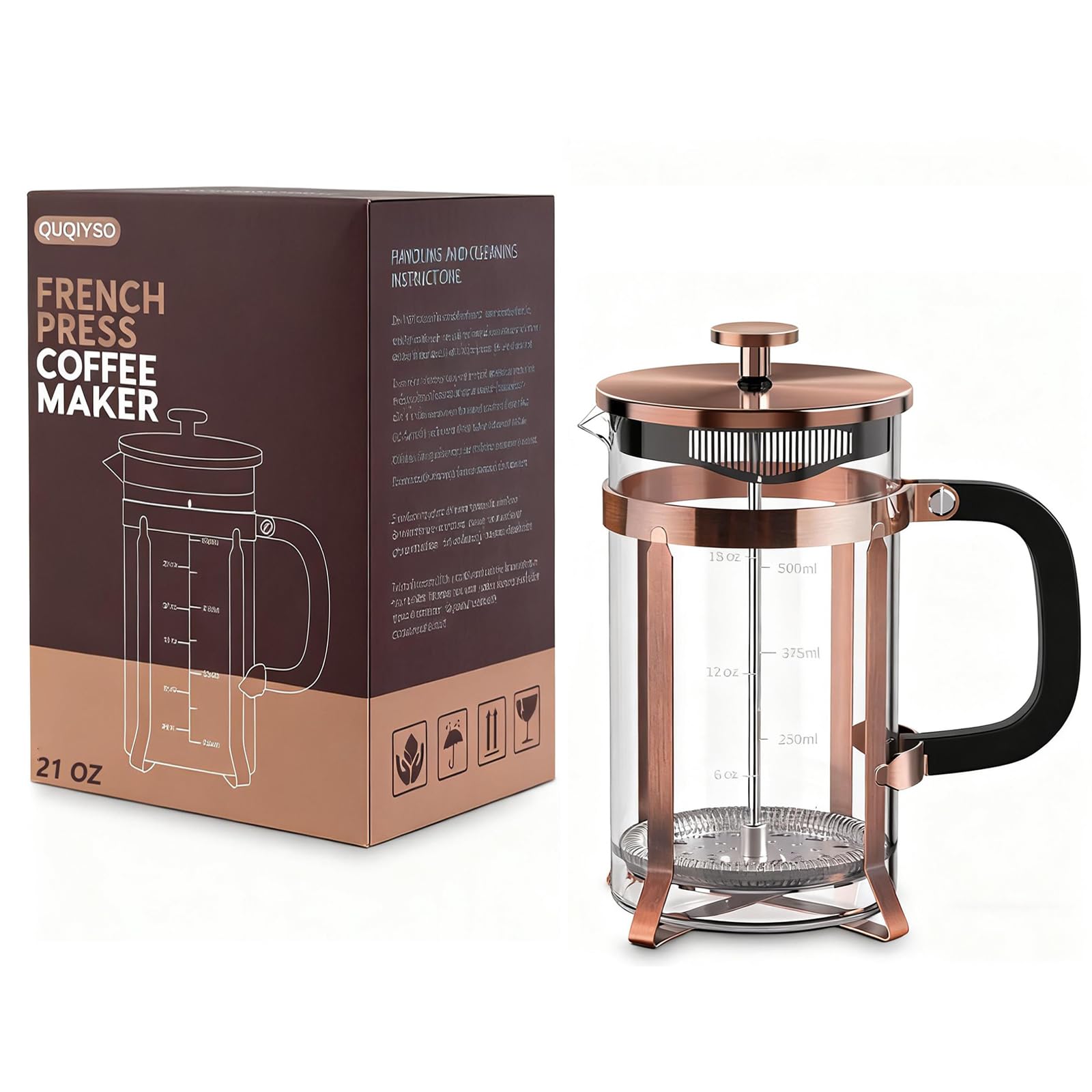 QUQIYSO comparación de tamaño con taza para medir porciones exactas