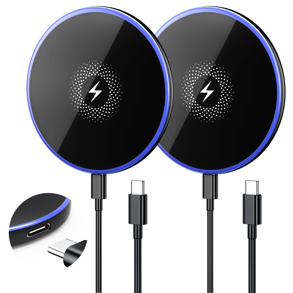 QUZUDN pack frontal mostrando dos cargadores magnéticos y cable de 6 pies para comodidad