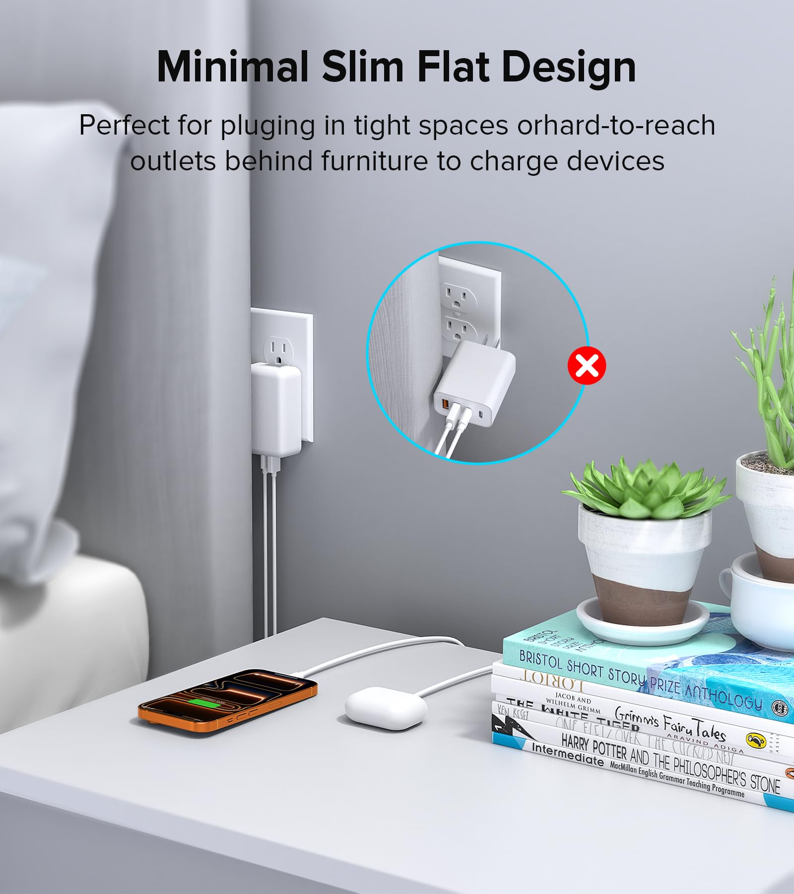 Qwinjwin clavija plegable abierta para fácil guardado y transporte