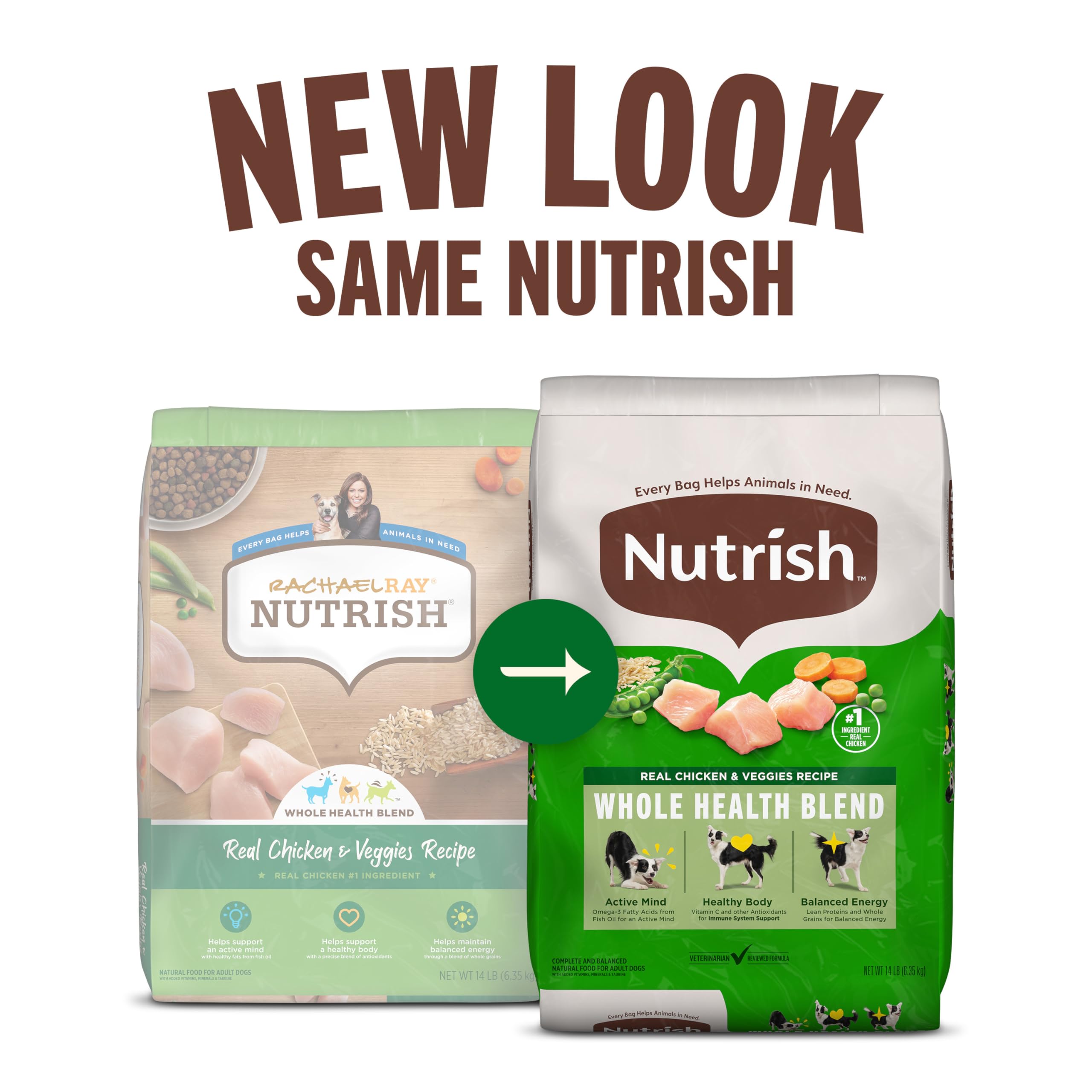 Rachael Ray Nutrish textura del pienso que resalta la calidad y apetitosidad
