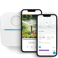 Rachio front controller showing sleek housing and clear status LEDs benefit rapid identification