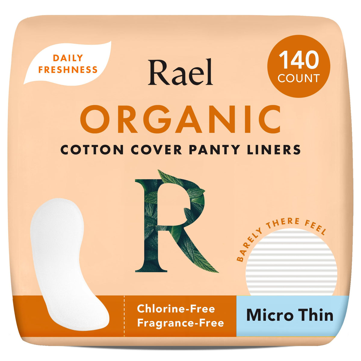 Rael empaque frontal mostrando 140 unidades y beneficios de confort