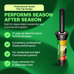 Rain Bird nozzle close-up showing adjustable collar and easy grip