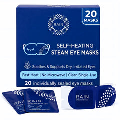 Rain empaque frontal mostrando 20 mascarillas y conveniencia de uso