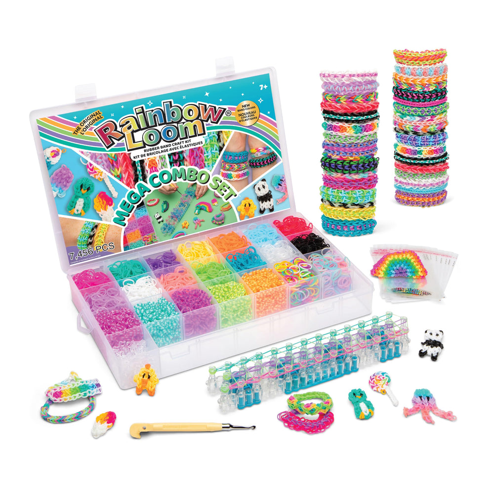 Rainbow Loom front view showing organized case and included items for easy storage