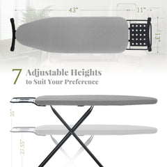RAINHOL ironing board folded flat for compact storage and space-saving benefit