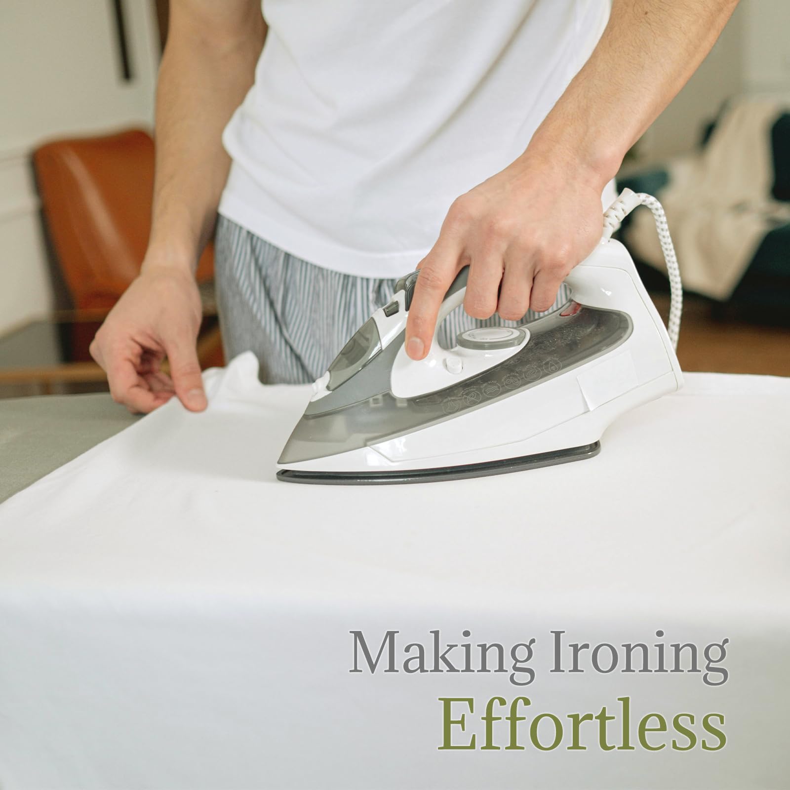 RAINHOL size comparison with person demonstrating adjustable height and ergonomic benefit