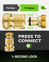 RAINPOINT conector junto a manguera mostrando escala y compatibilidad 3/4" GHT