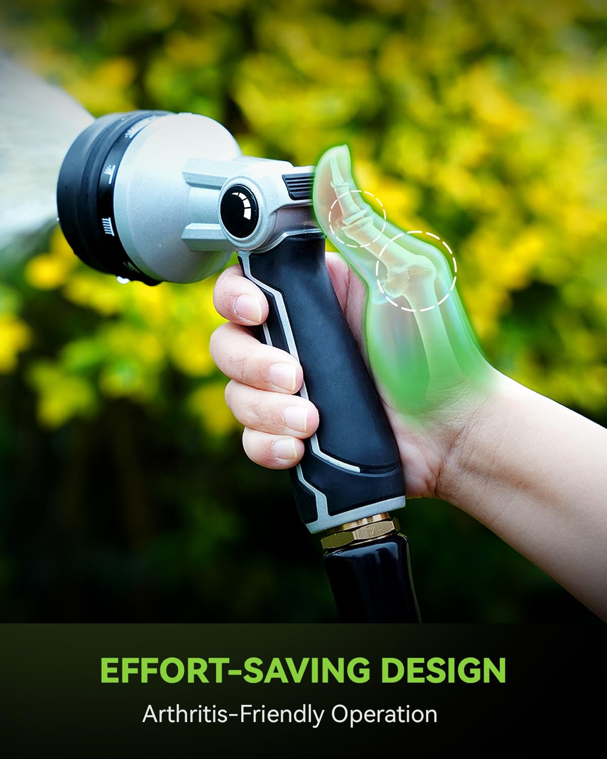 RAINPOINT nozzle rinsing a car to remove grime with strong jet power