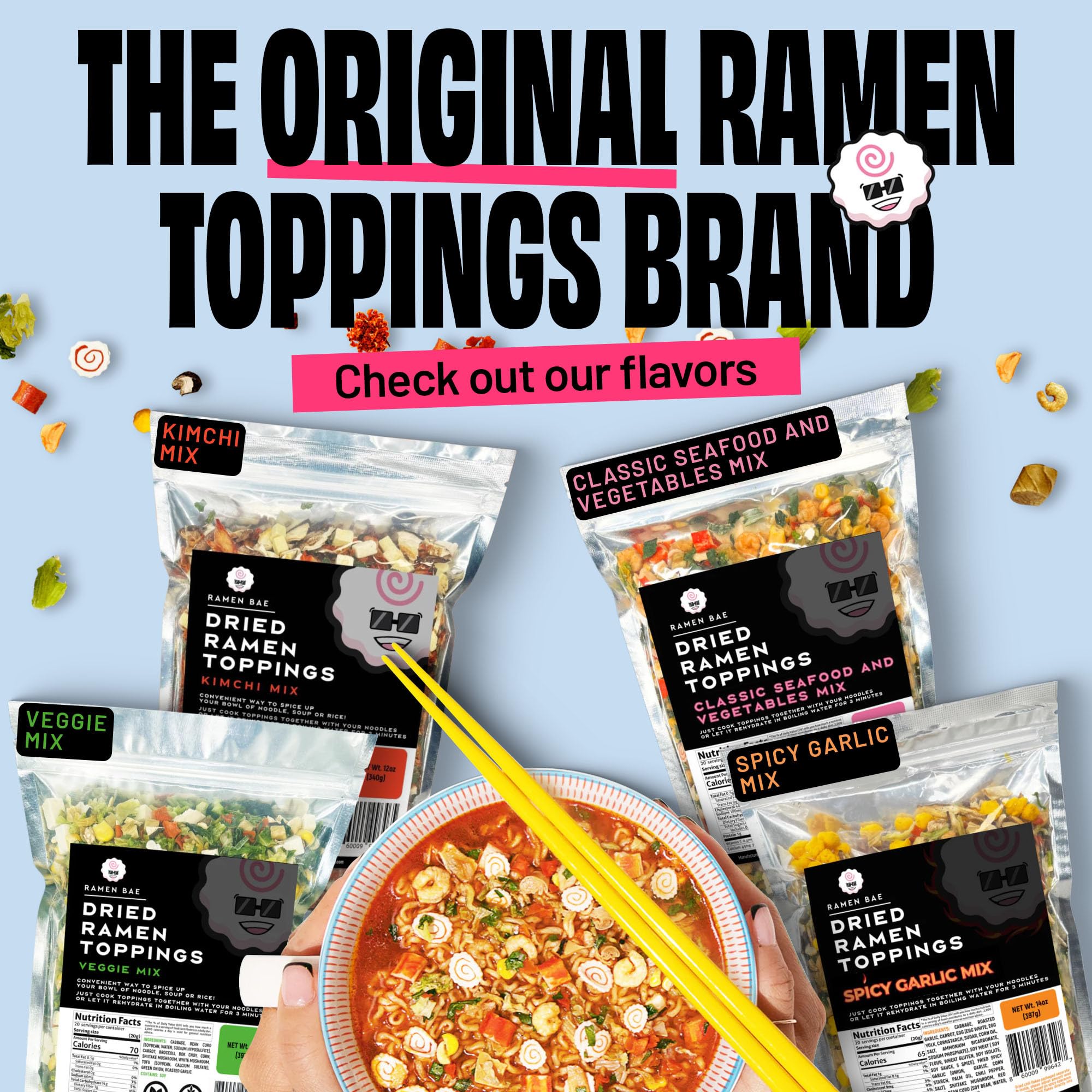 Ramen Bae mezcla usada en arroz frito para añadir nutrientes y crujiente