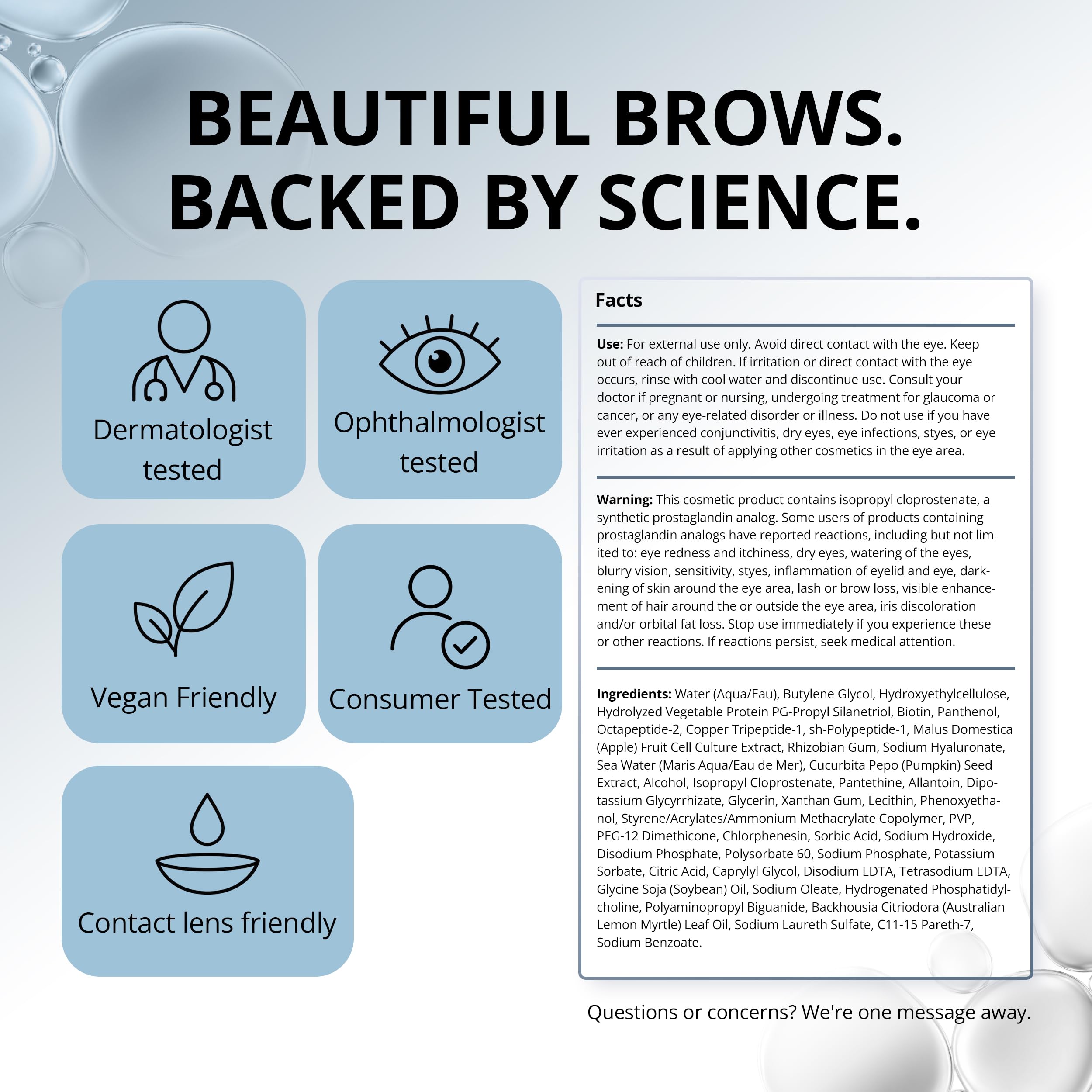 RapidBrow ingredientes HEXATEIN 2 en primer plano mostrando complejos activos