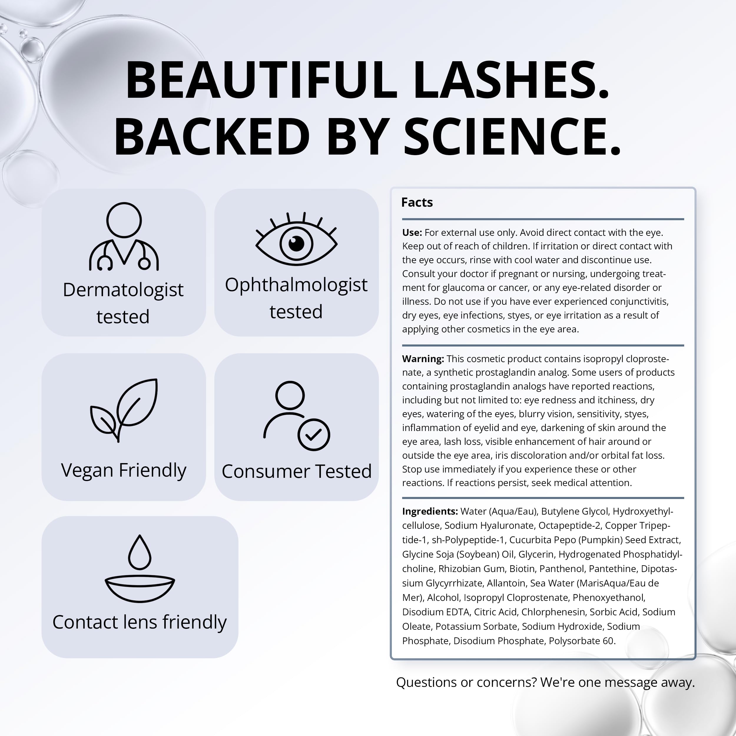 RapidLash comparación de tamaño del envase 3 mL para evaluación de dos meses
