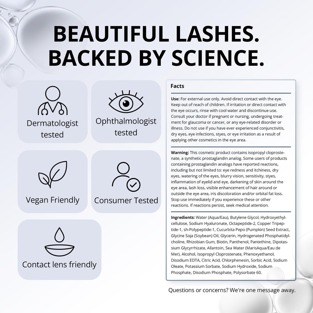 RapidLash comparación de tamaño del envase 3 mL para evaluación de dos meses