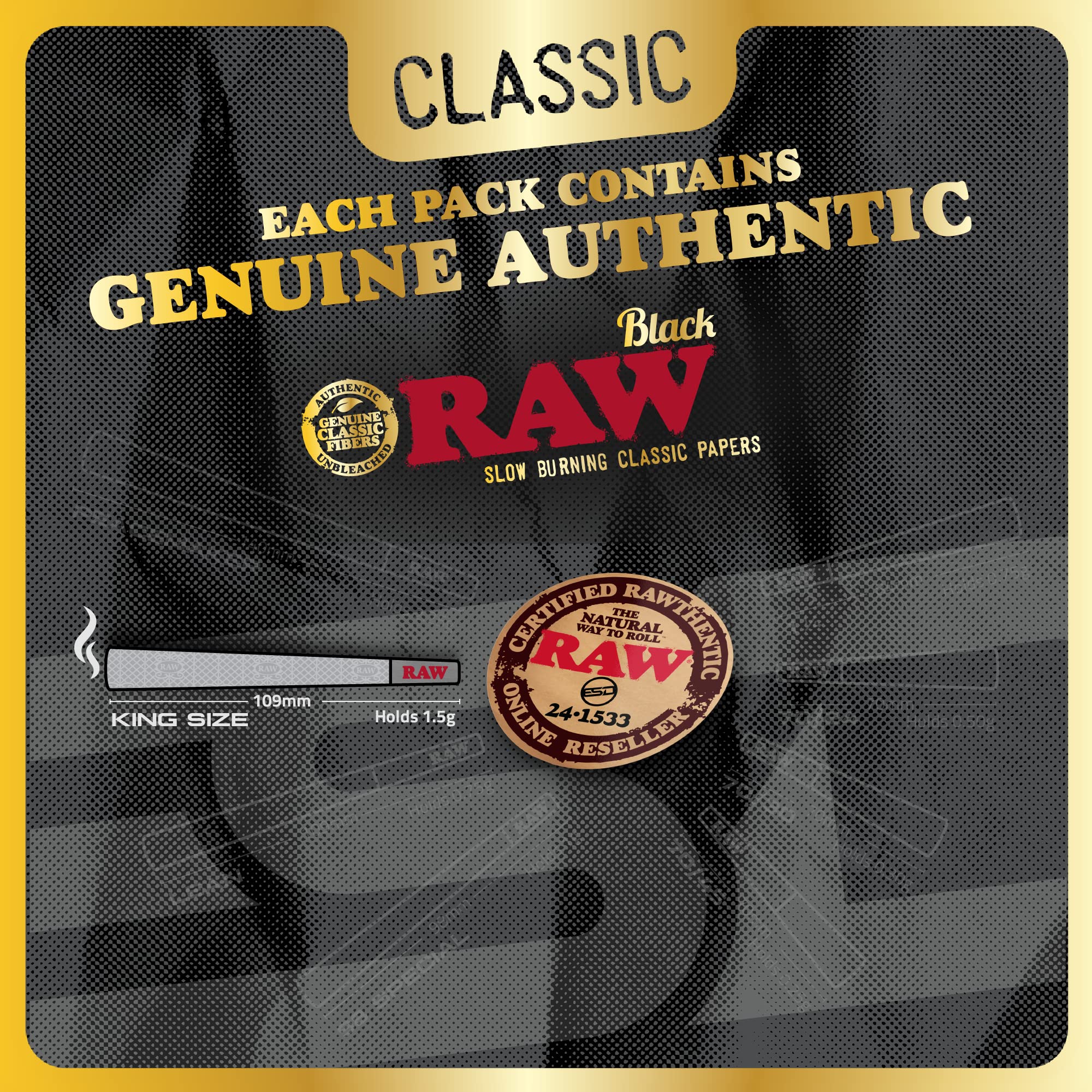 RAW comparación de tamaño King Size para referencia de escala