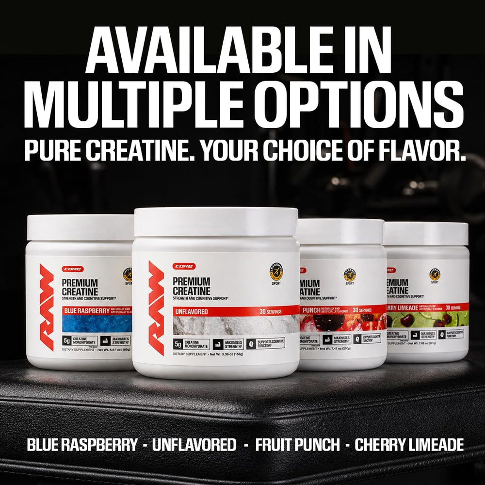 Comparación de tamaño de envase RAW creatine para 100 servicios